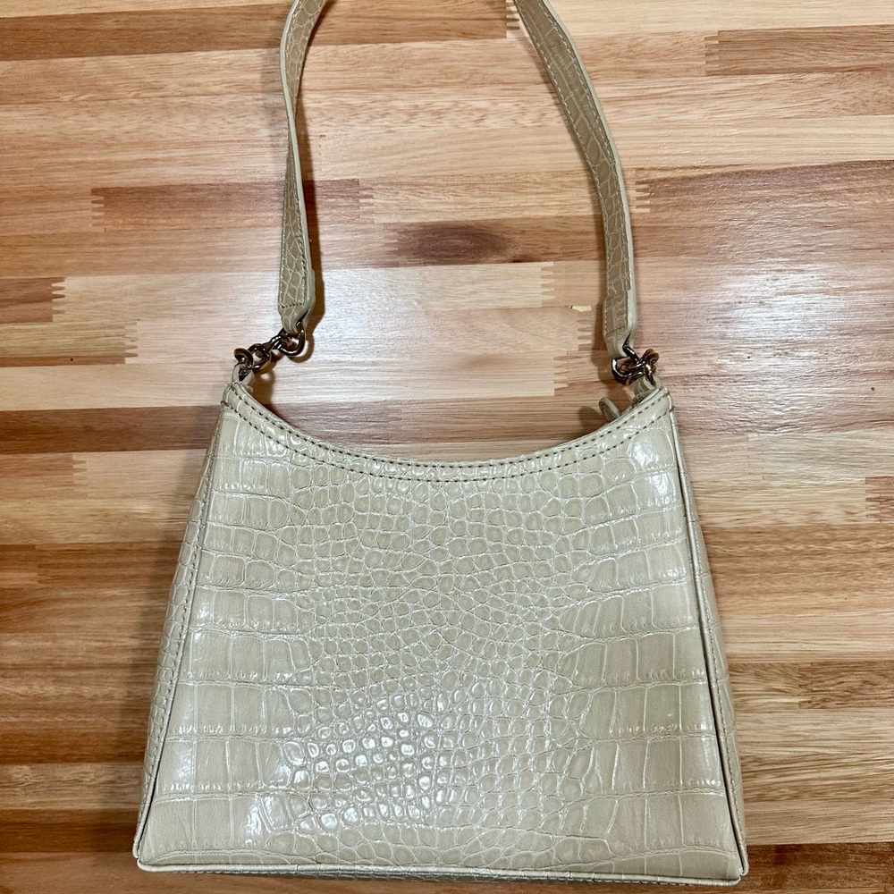 Liz Claiborne Beige Croc-Embossed Shoulder Bag